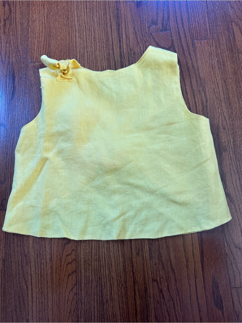 100% Linen Sunshine Yellow Sleeveless Crop Top